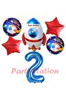 Roket Uzay Astronot Konsept 2 Yaş Balon Set Uzay Roketi ve Yıldız Balon Doğum Günü Balon Set