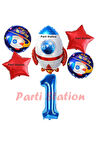 Uzay Konsept Roket Balon 1 Yaş Doğum Günü Set Uzay Konsept Balon Rakam Balon Set