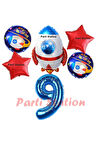 Uzay Konsept Roket Balon 1 Yaş Doğum Günü Set Uzay Konsept Balon Rakam Balon Set
