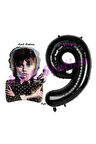 Wednesday 4 Yaş Balon ve Siyah Rakam Balon Doğum Günü Parti Set Wednesday Addams Balon
