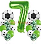 Futbol Maç Konsept Yeşil Rakam 7 Yaş Balon 100 cm Futbol Konsept Yeşil Parti Doğum Günü Balon Seti