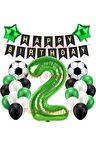 Futbol Maç Konsept Yeşil Rakam 2 Yaş Balon Futbol Konsept Yeşil Parti Doğum Günü Balon Seti