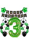 Futbol Maç Konsept Yeşil Rakam 3 Yaş Balon Futbol Konsept Yeşil Parti Doğum Günü Balon Seti