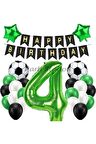 Futbol Maç Konsept Yeşil Rakam 4 Yaş Balon Futbol Konsept Yeşil Parti Doğum Günü Balon Seti