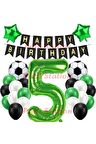 Futbol Maç Konsept Yeşil Rakam 5 Yaş Balon Futbol Konsept Yeşil Parti Doğum Günü Balon Seti