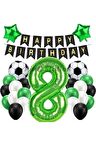 Futbol Maç Konsept Yeşil Rakam 8 Yaş Balon Futbol Konsept Yeşil Parti Doğum Günü Balon Seti