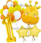 Sevimli Zürafa Konsept 1 Yaş Balon Set Safari Tema Zürafa Parti Doğum Günü Balon Set