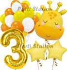 Sevimli Zürafa Konsept 3 Yaş Balon Set Safari Tema Zürafa Parti Doğum Günü Balon Set