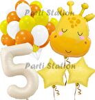 Safari Sevimli Zürafa Tema 5 Yaş Balon Set Safari Konsept Zürafa Parti Doğum Günü Balon Set