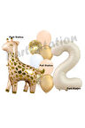 Zürafa Balon Set Safari Zürafa 5 Yaş Balon Set Sevimli Zürafa ve Krem Rakam Balon Doğum Günü Set