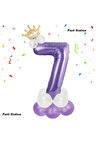 Mor Rakam Balon 1 Yaş Doğum Günü Seti Mor Renk Lila Renk Konsept Yaş Balon Karşılama Seti