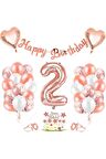 Rose Gold 2 Yaş Folyo Balon Seti Ve Happy Birthday Banner Rose Gold Doğum Günü Balon Parti Seti