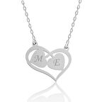 Gümüş Harfli Birleşen Kalpler Kişiye Özel Kolye