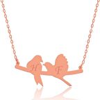 Gümüş Kişiye Özel Sevgi Kuşları İsimli Kolye