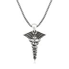 ​Gümüş Tıp Sembolü Kadüse Erkek Kolye