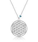 Gümüş Nazar Gözlü Yaşam Çiçeği Kolye 