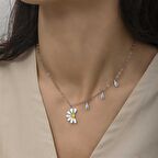 Gümüş Papatya Seviyor Sevmiyor Kadın Kolye