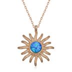 ​Gümüş Mavi Opal Taşlı Güneş Kadın Kolye