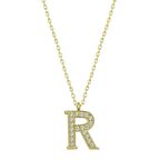 Gümüş Gold R Harfi Kadın Kolye