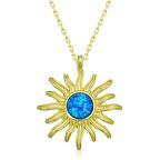 ​Gümüş Mavi Opal Taşlı Güneş Kadın Kolye