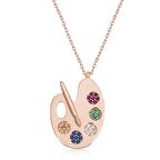 Gümüş Ressam Paleti Kadın Kolye