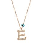 Gümüş Nazar Rose E Harfi Kadın Kolye