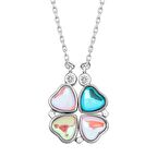 Gümüş Renkli Kalpli Açılabilen Yonca Kadın Kolye