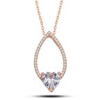 Gümüş Kalp Beyaz Taşlı Damla Kadın Kolye