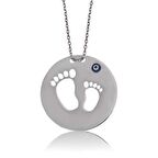Gümüş Anne Bebek Ayak İzi Kadın Kolye