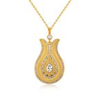 Harem Altın Damla Taşlı Lale Bayan Kolye