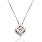 Gümüş Küp Tek Taş Kadın Kolye 