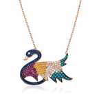 Gümüş Renkli Taşlı Kuğu Kolye