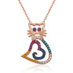 Gümüş Kalpli Kedi Kolye