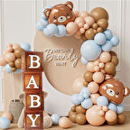 Baby Yazılı Ahşap Damarlı Baby Shower Dekorasyon Kutu Set
