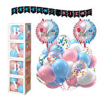Cinsiyet Belirleme Parti Seti; Baby Kutu, Banner, Folyo Balon Ve Balon Zincir Seti Konsept 4 