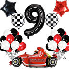 9 Yaş Yarış Arabası Temalı Doğum Günü Parti Kutlama Balon Seti 