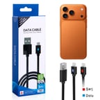 Iphone Şarj Kablosu 3 Metre Led Göstergeli Telefon Type-C Örgü Kablo