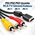 PS1 PS2 PS3 AV Görüntü Kablosu PlayStation RCA Ses Video TV Bağlantı Kablosu