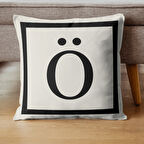 Harfli Kırlent Kılıfı - Ö Harfi - Hediyelik Dekoratif Kırlent Yastık Kılıfı 43 X 43 Cm Krem-siyah