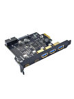 5 Port Pci-e Express Usb 3.0 Type C 3.2 Çoklayıcı Riser Kart