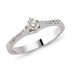 Bilezikhane Tektaş Pırlanta Yüzük 0.30 CT G-VS SI 2.70 Gram 18 Ayar Altın