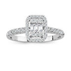 Modern Tasarım 0.32 Ct Baget Kare Tektaş Yüzük