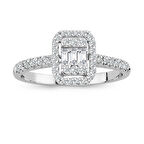 Modern Tasarım 0.35 Ct Baget Kare Tektaş Yüzük