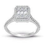 Modern Tasarım 0.60 Ct Baget Kare Tektaş Yüzük