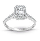 0.34 Ct. Modern Tasarım Baget Kare Tektaş Yüzük