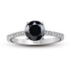 Siyah Pırlanta Tektaş Yüzük