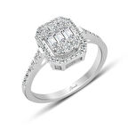 0.56 Ct Modern Tasarım Baget Kare Tektaş Yüzük