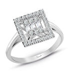 0.35 Ct .Baget Pırlanta Kare Tektaş Yüzük Modern Tasarım