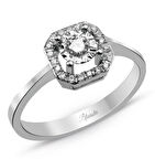 3.5 Karat Görünümlü Kare Baget Pırlanta Yüzük