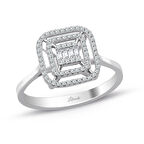 0.25 Ct. Modern Tasarım Çift Sıra Baget Pırlanta Yüzük